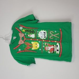 DEC. 25TH Green Christmas Faux Vest Graphic Short Sleeve Tee - M